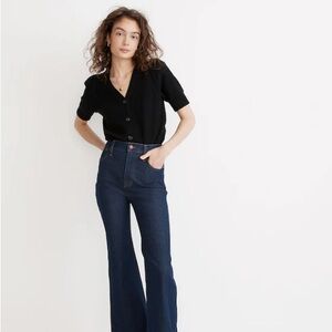 Madewell puff sleeve v-neck button up cardigan size XXS